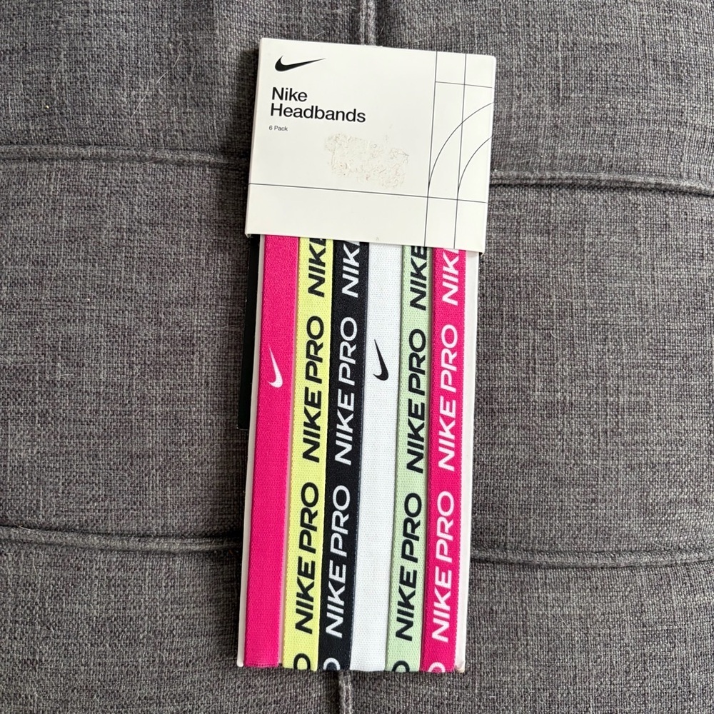 Nike Pro Elastic Headband 6 pack Set in Pink, Yellow, White, Black, Mint